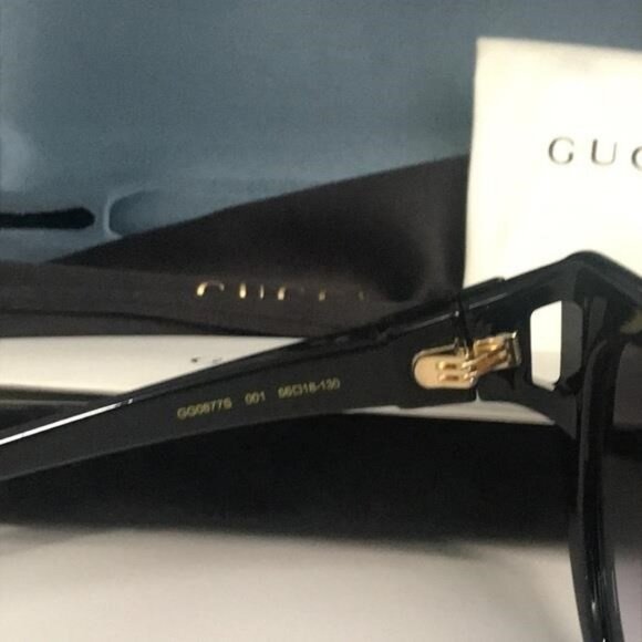 New Authentic Gucci GG0877S 001 Black Soft Cat-Eye Sunglasses Grey Gradient Lens - Picture 13 of 13